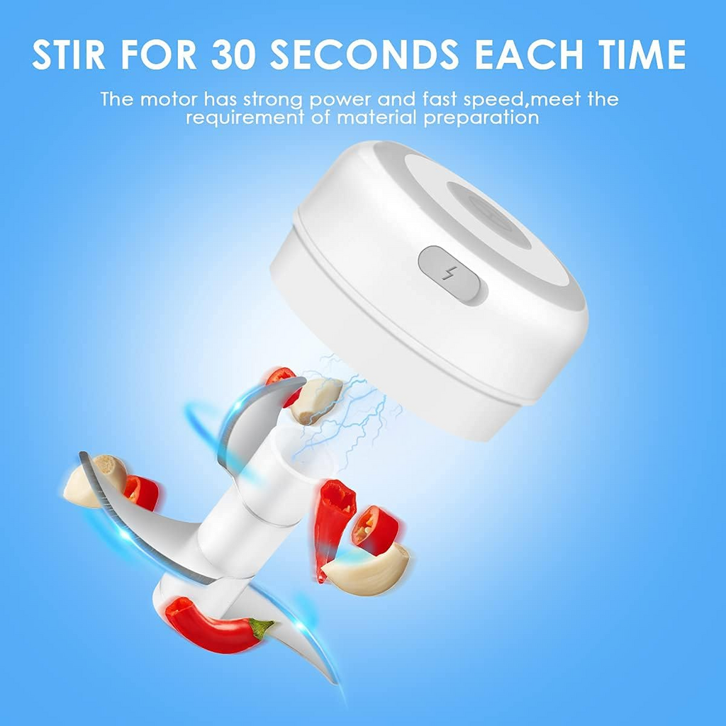 Electric 300ML Garlic Press Chopper Chili Onion Fruits Meat Mincer Blender Mixer